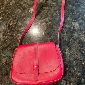 Gap Crossbody Bag Red Vegan Leather Adjustable Gold Boho Minimalist Purse